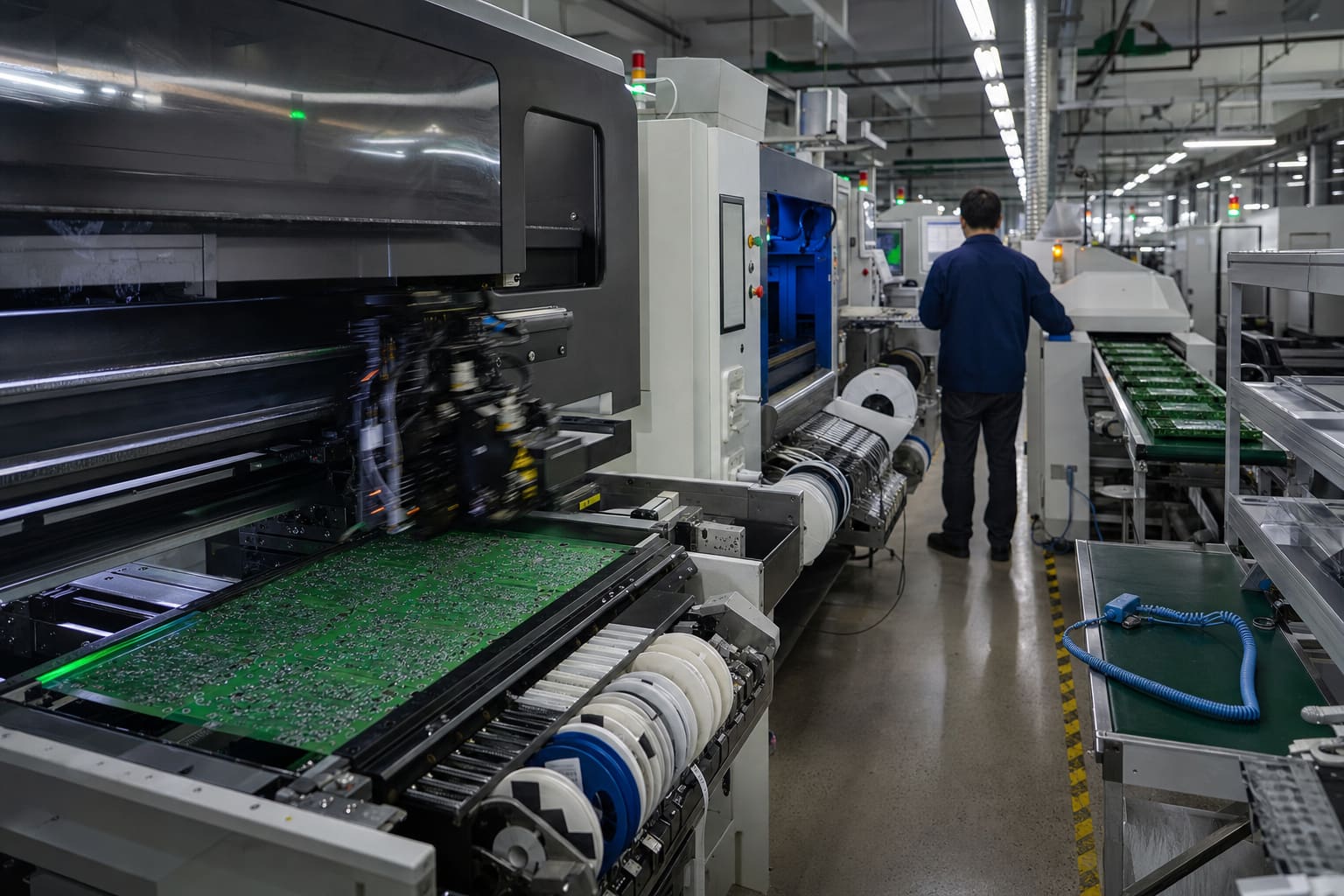 SMT assembly line for automotive electronic control boards