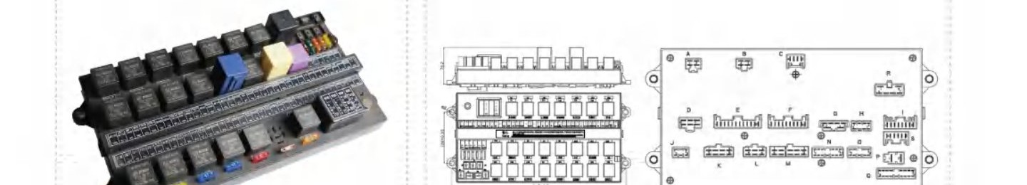 NBX-953 mechanical layout — product photo (left) and top-view enclosure drawing (right)
