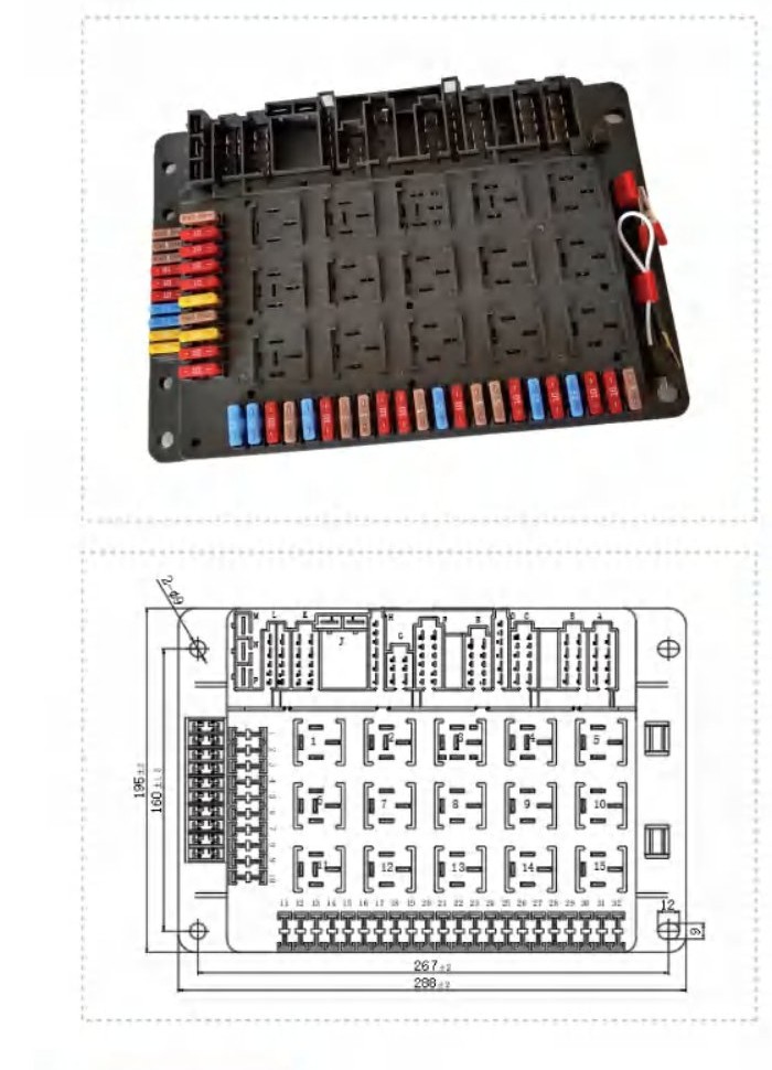 NBX-958 mechanical layout — product photo above and top-view engineering drawing with overall footprint