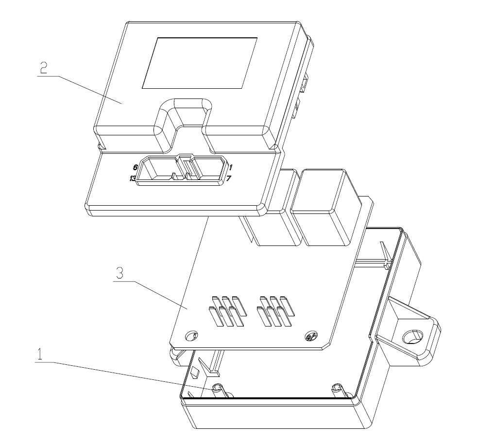 EBX-2208 exploded view — upper housing, PCBA carrier and lower housing