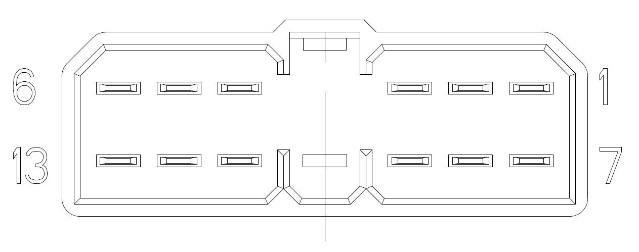 EBX-2208 13-pin connector outline with pin numbering