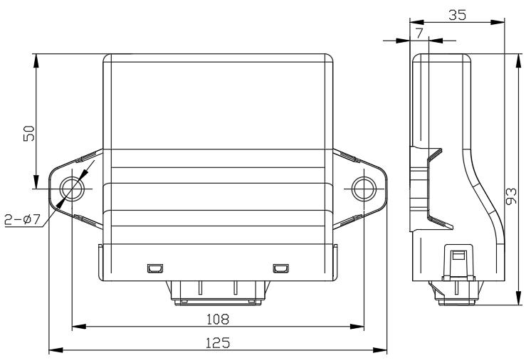 EBX-961 mechanical drawing — top and side engineering views with overall envelope dimensions and mounting through-hole positions