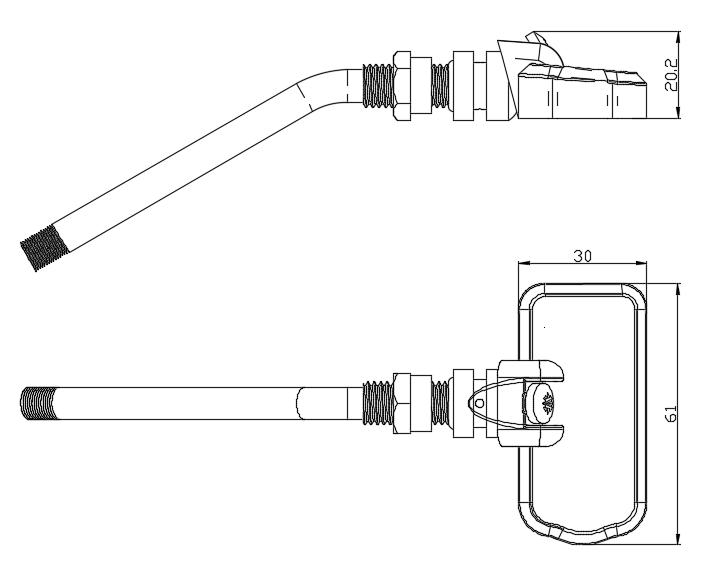 YDK-902 dimensional drawing — 30 x 61 x 20.2 mm body, valve-stem mount