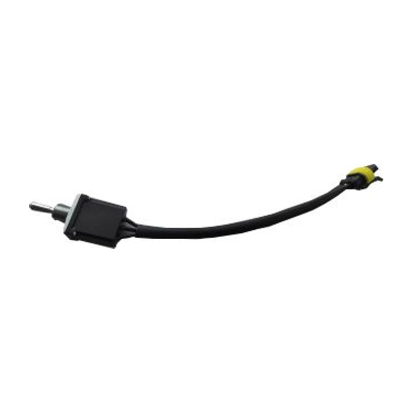 JDK-2201 sealed 3-position toggle switch — metal bat handle on a threaded panel-mount body with an integrated sealed lead ending in a TE 282105-1 connector